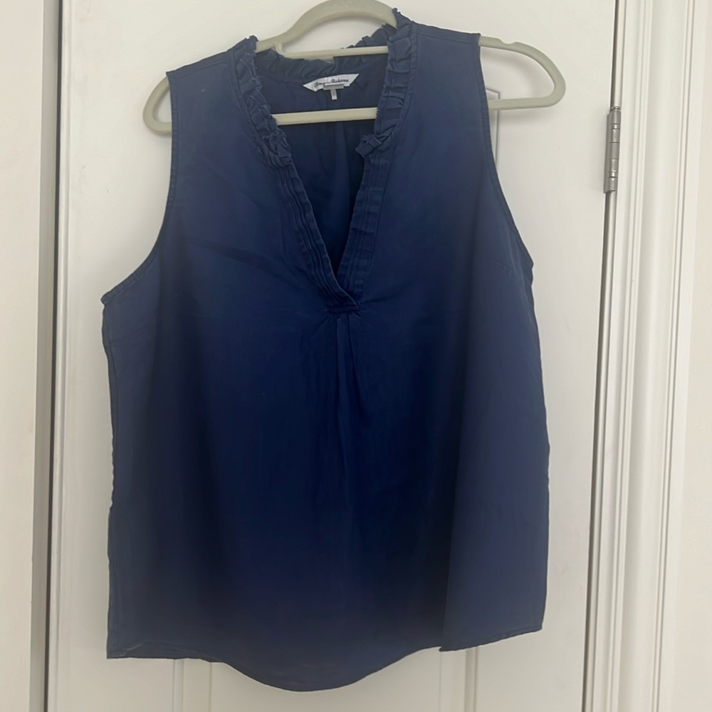 Womens Tommy Bahama Linen sleeveless navy blouse - XL- non smoking/no pets